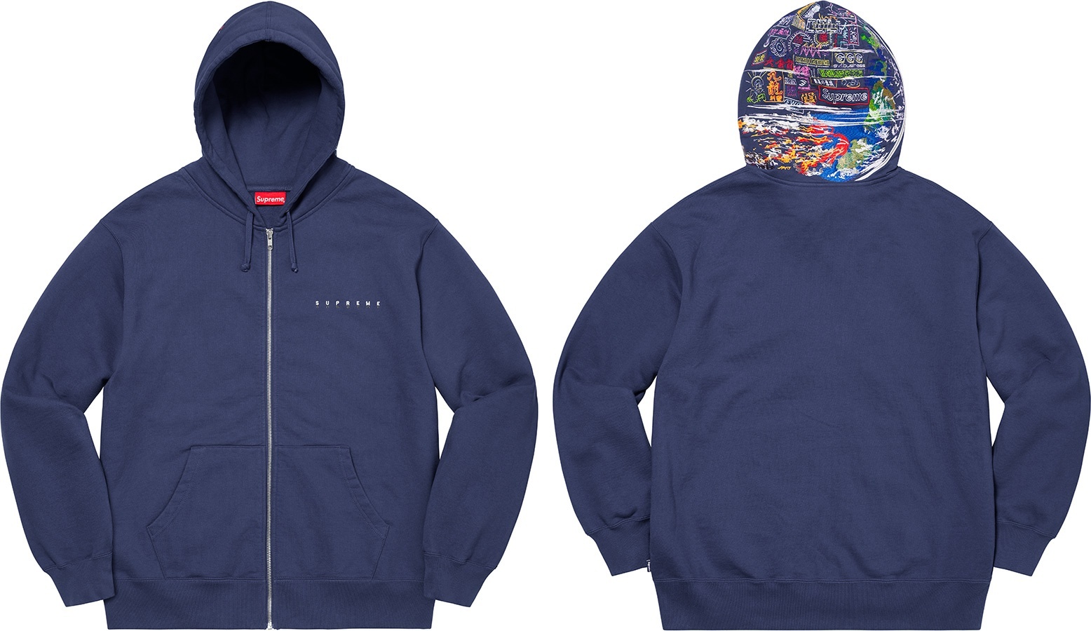 Globe Zip Up Hooded Sweatshirt view 10